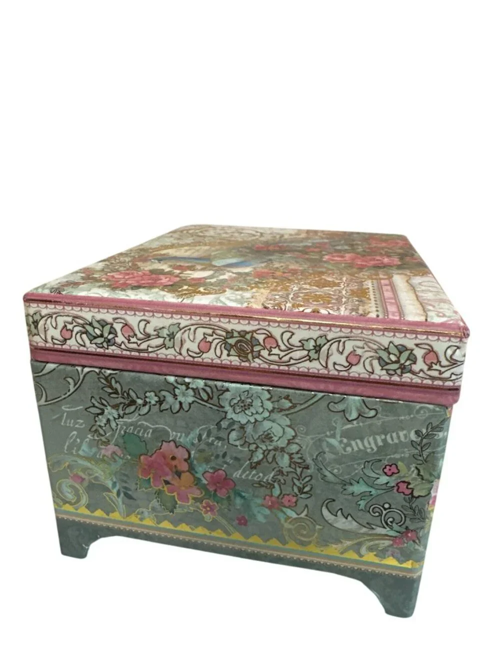 Punch Studio Music Box Wind-Up Peacock Floral Trinket Jewelry 5.5